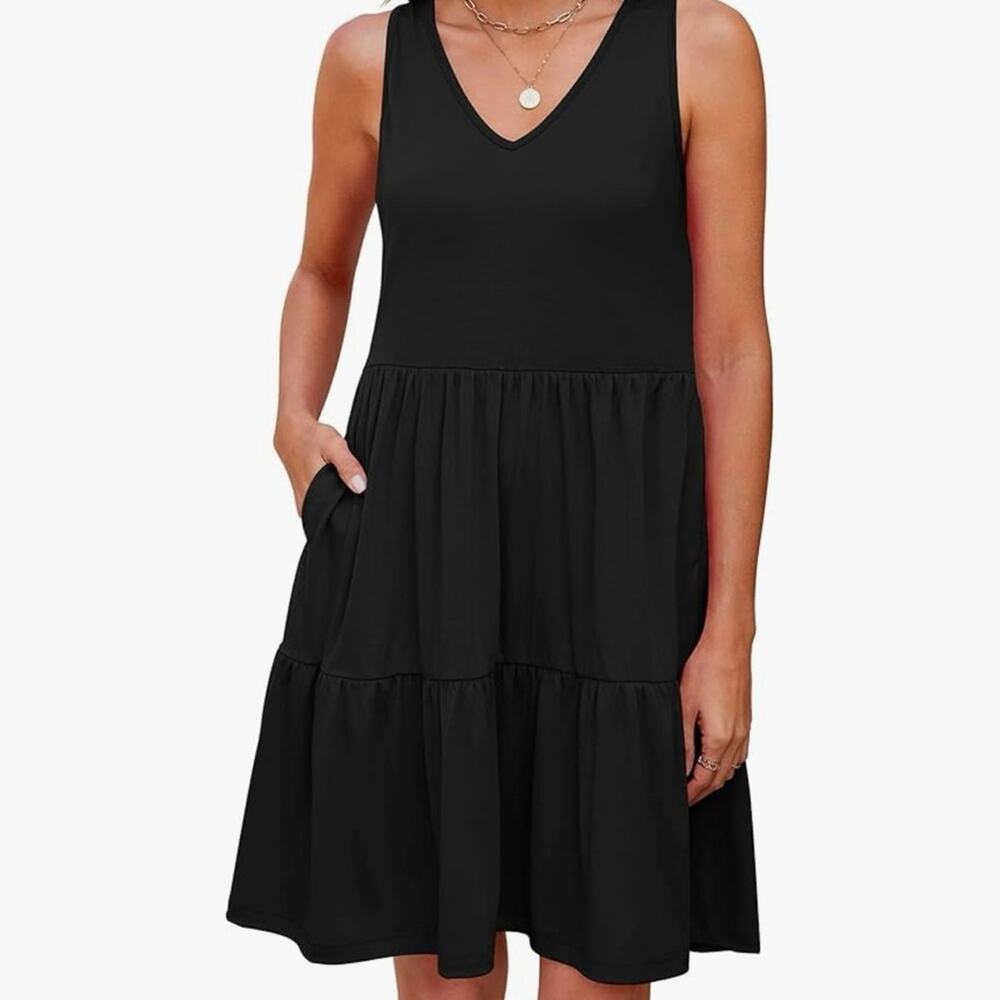 Chic Black Sleeveless Dress black size S
